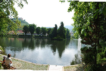 Stadtsee mit Burg von Staufen